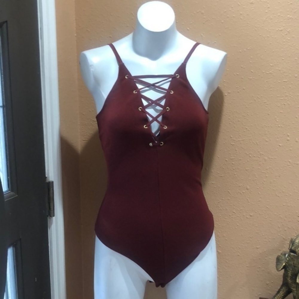 Express burnt orange bodysuit small